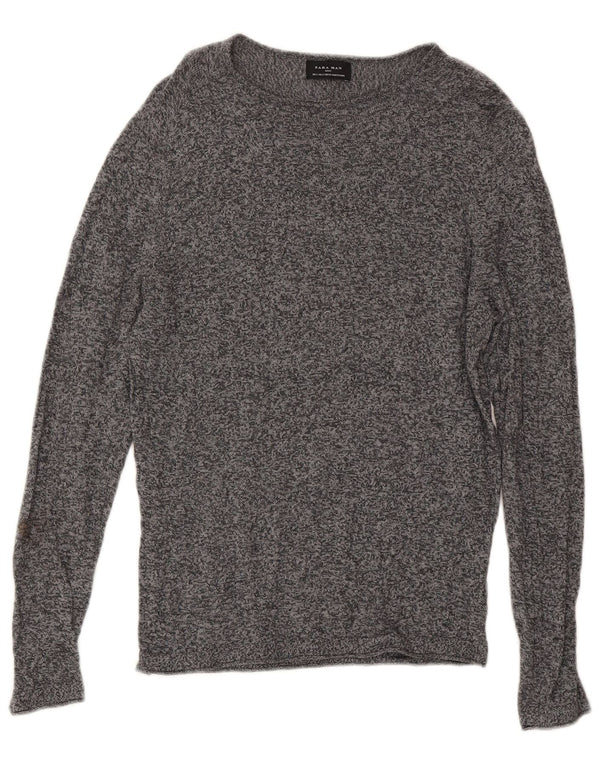 Zara Mens Top Long Sleeve Small Grey Flecked