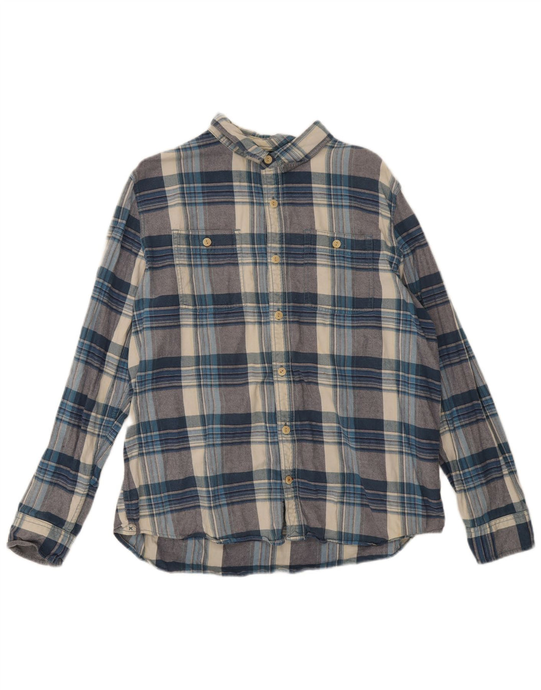 Camicia in flanella da uomo Fat Face XL in cotone scozzese blu