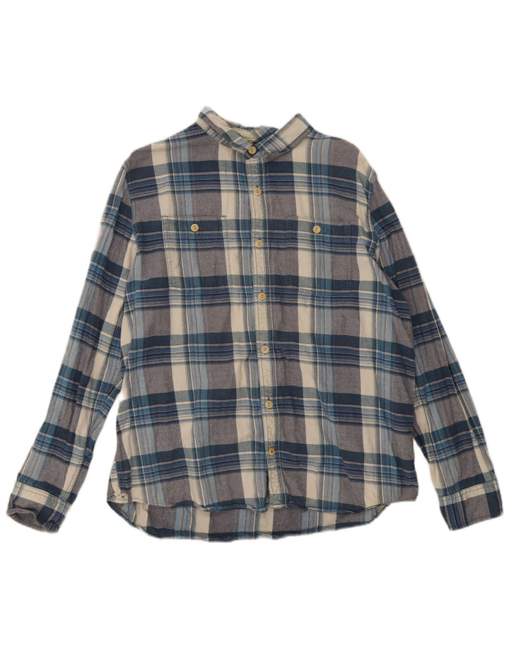 Camicia in flanella da uomo Fat Face XL in cotone scozzese blu