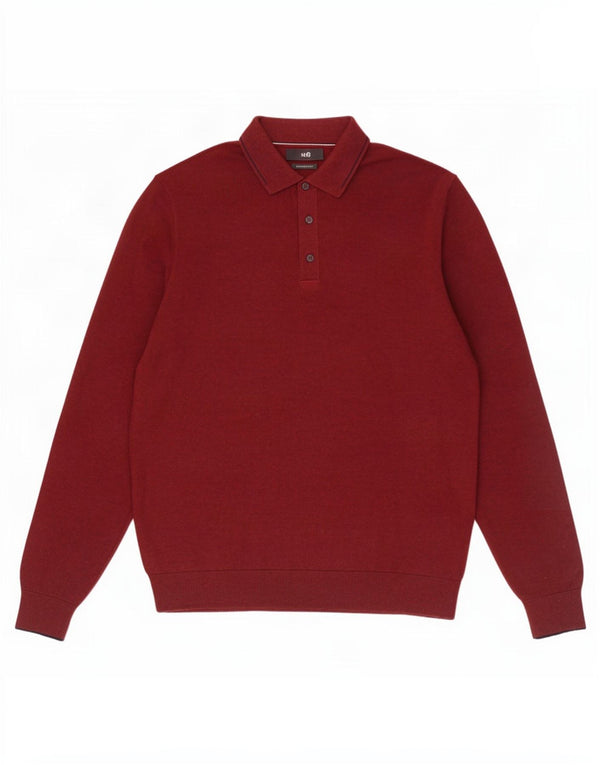 Maglione da uomo Marks & Spencer con collo alto in cotone bordeaux medio