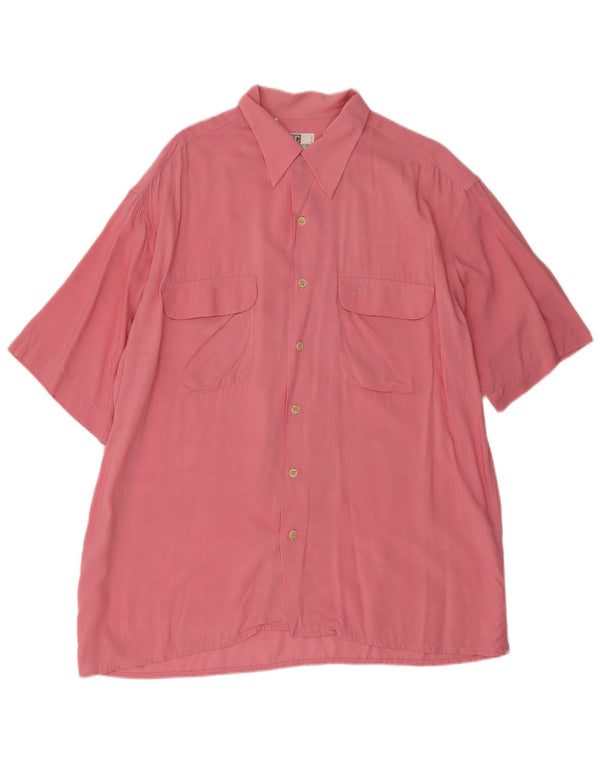 Camicia Uomo Manica Corta Enrico Coveri Large Rosa in Viscosa