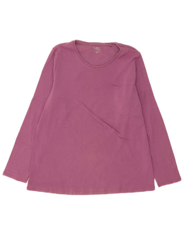 Marks & Spencer Womens Top Long Sleeve UK 20 2XL Pink Cotton