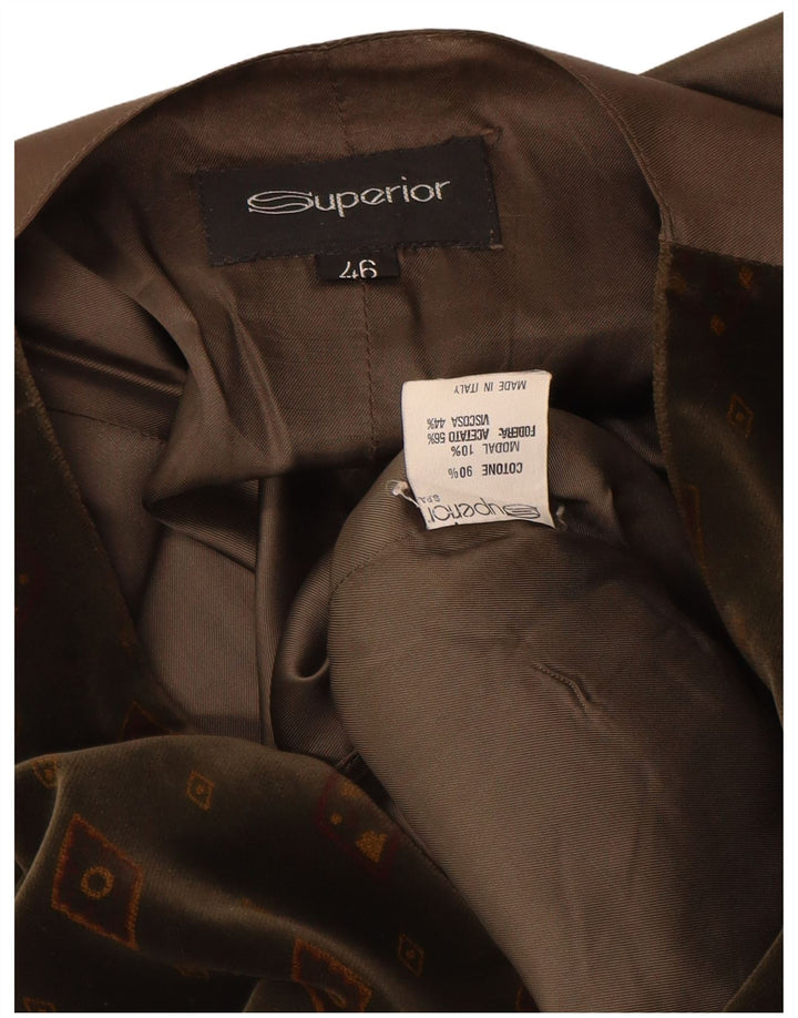 Gilet da donna di qualità superiore IT 46 Large in cotone geometrico marrone