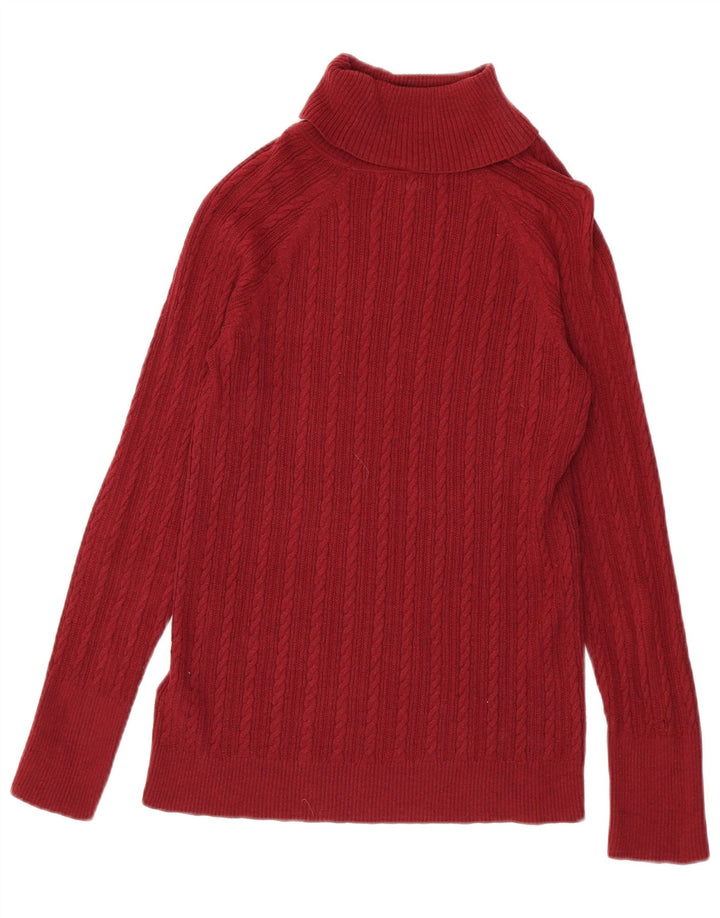 Maglione maglione da donna a collo alto Eddie Bauer UK 12 Cotone rosso medio