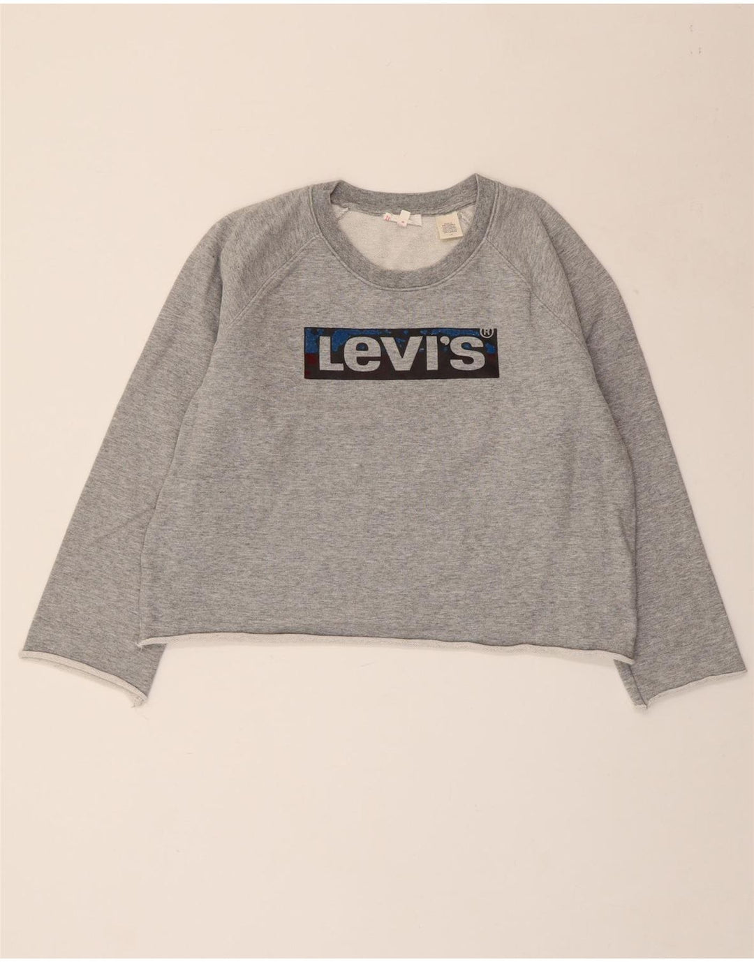 Felpa grafica corta da donna LEVI'S UK 16 grande grigio screziato