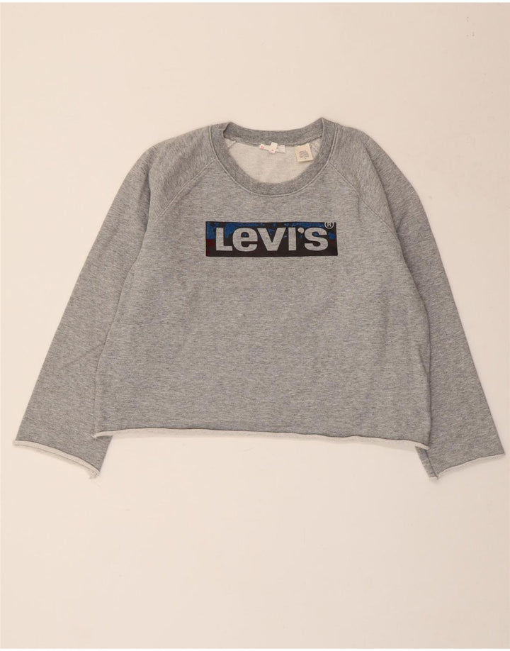 Felpa grafica corta da donna LEVI'S UK 16 grande grigio screziato
