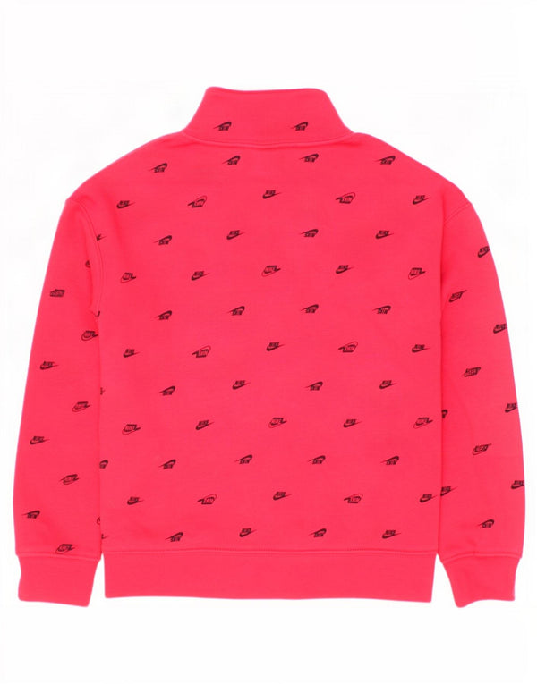 Felpa Nike per ragazze con grafica 1/4 zip, 6-7 anni, grande, cotone rosso
