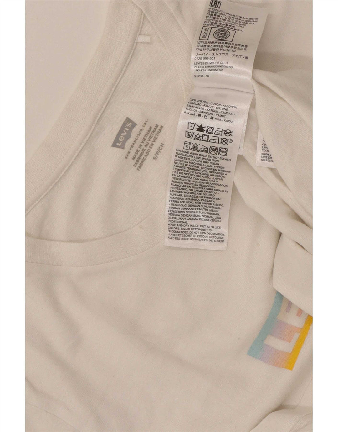 T-shirt grafica da donna Levi's Top UK 8 Small in cotone bianco