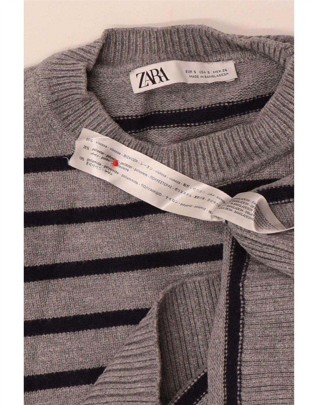 Maglione girocollo oversize da donna Zara UK 10 piccolo grigio a righe
