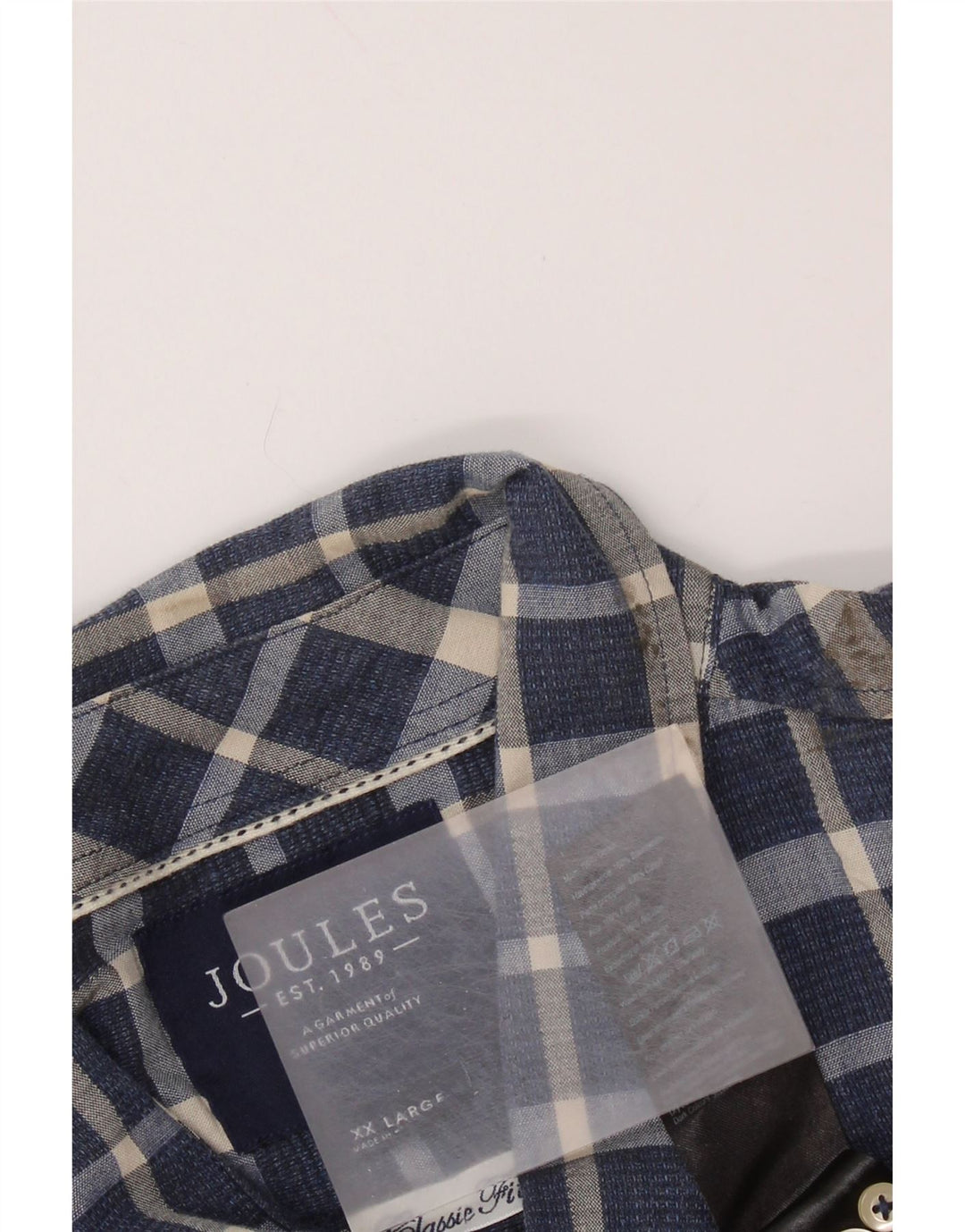 Camicia da uomo JOULES 2XL in cotone a quadri blu navy