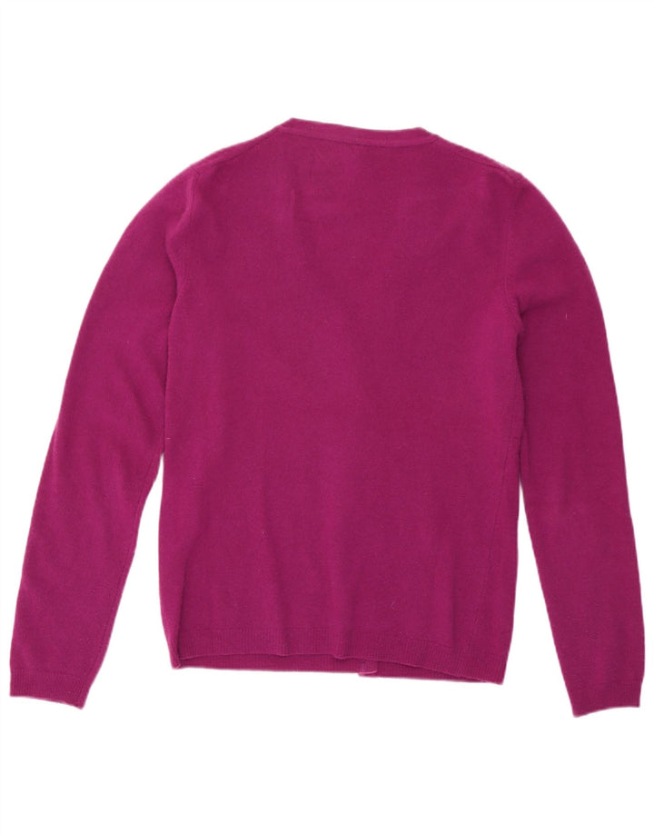 Maglione cardigan da donna Benetton UK 8 piccolo lana viola