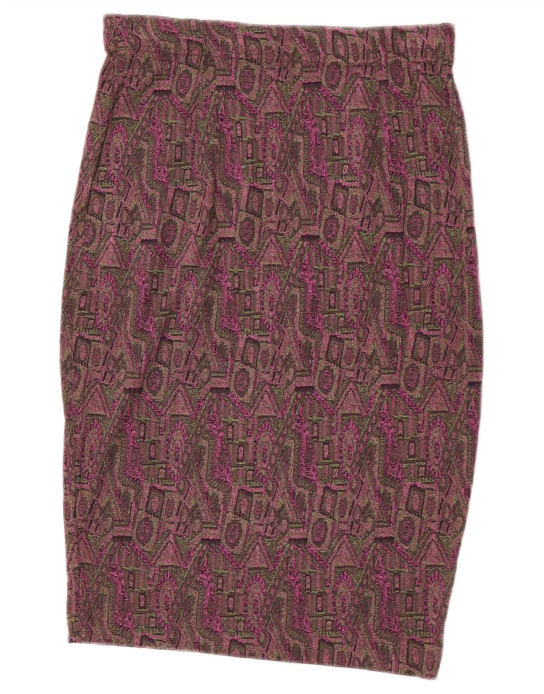 Gonna a tubino vintage da donna grande W32 in poliestere geometrico bordeaux