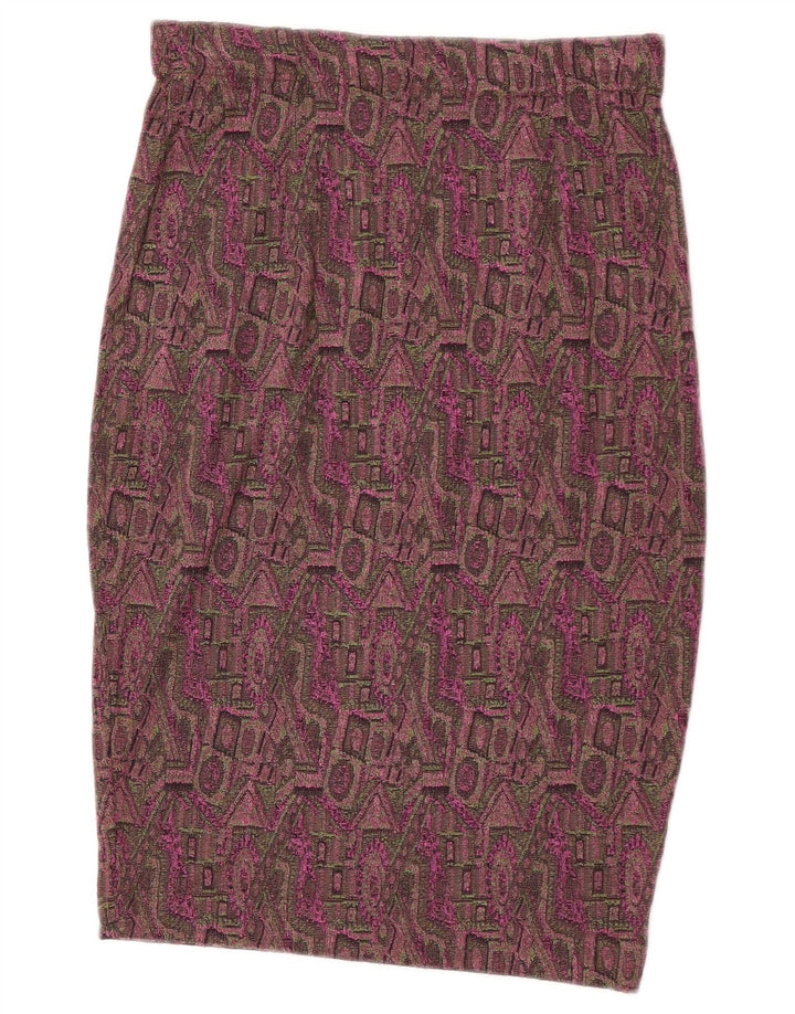 Gonna a tubino vintage da donna grande W32 in poliestere geometrico bordeaux