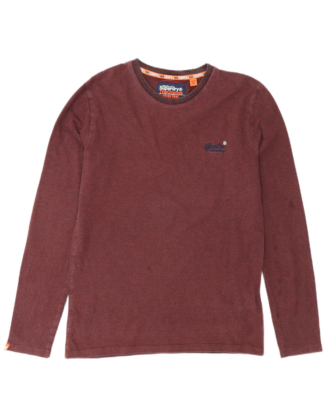 Top da uomo a maniche lunghe Superdry piccolo in cotone bordeaux