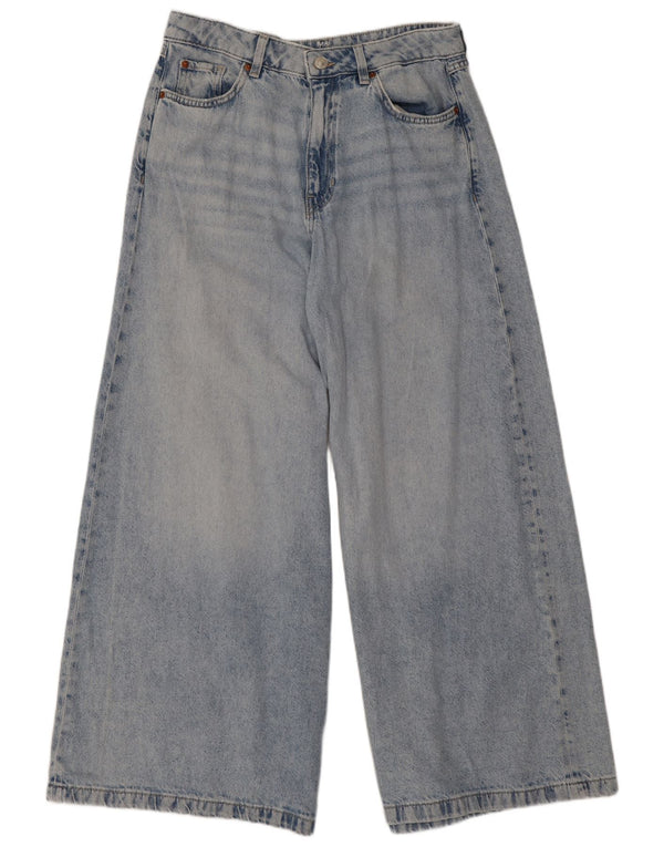 Jeans a gamba larga a vita alta da donna Marks & Spencer UK 12 medio W30 L28 blu