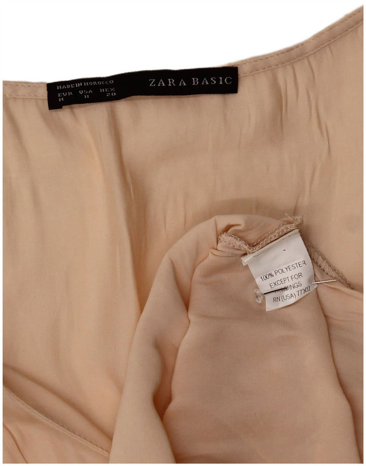 Camicetta senza maniche da donna Zara UK 14 Poliestere beige medio