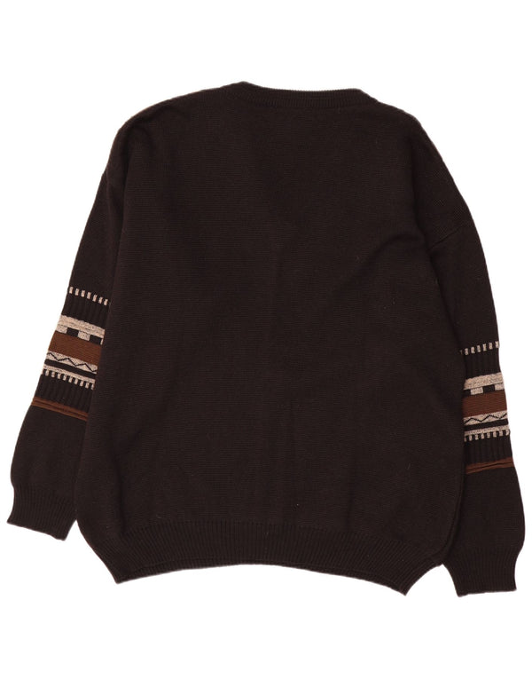 Maglione da uomo con scollo a V Cotton Republic XL poliacrilico geometrico nero
