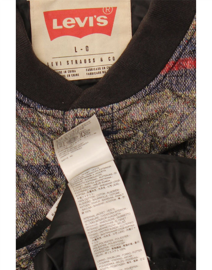 Giacca trapuntata da uomo Levi's UK 40 grande cotone a righe grigie