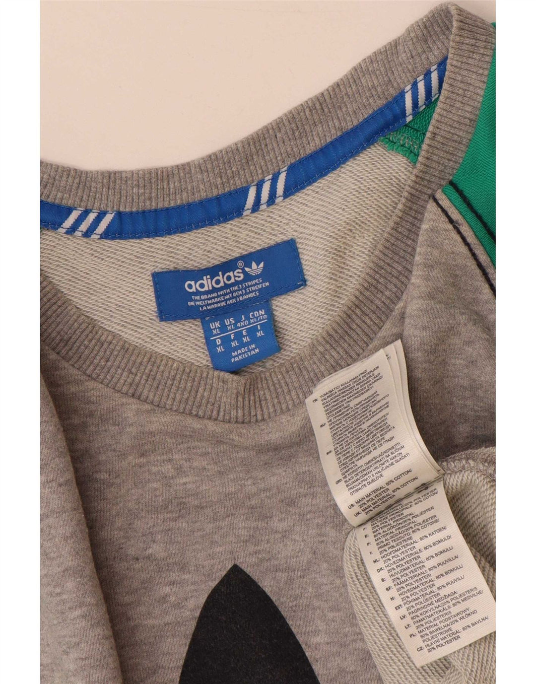 Felpa grafica da uomo Adidas Jumper XL in cotone color block grigio