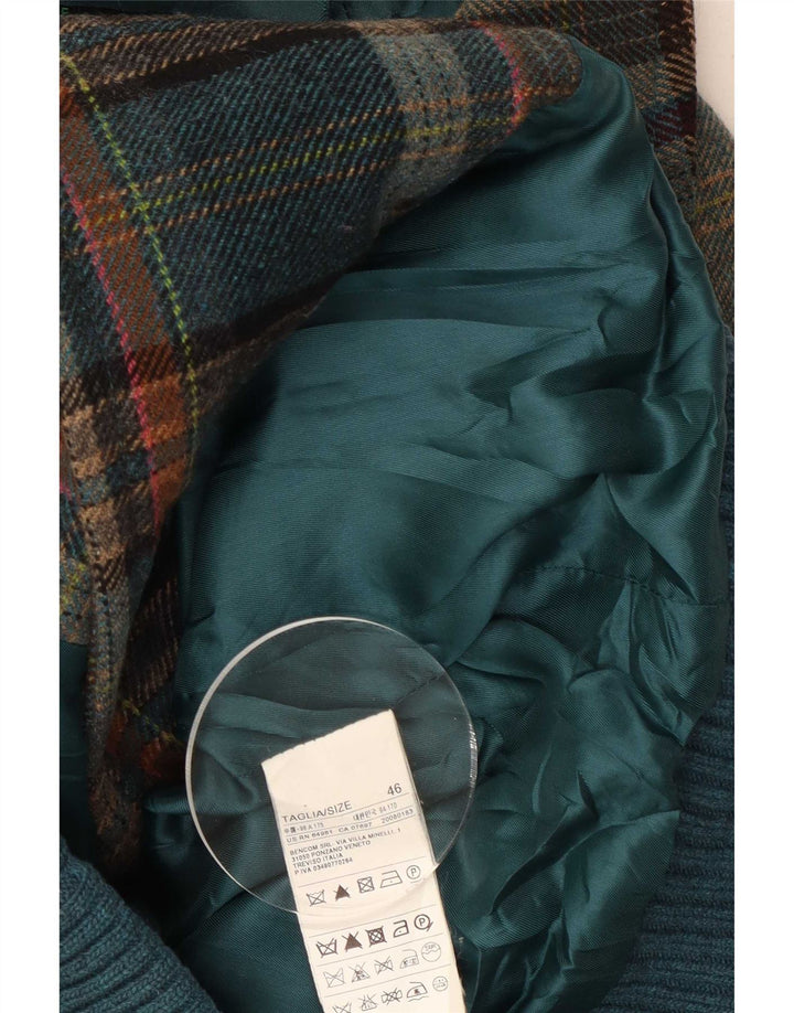 Giubbotto Bomber Militare Donna Benetton IT 46 Large Green Check Lana