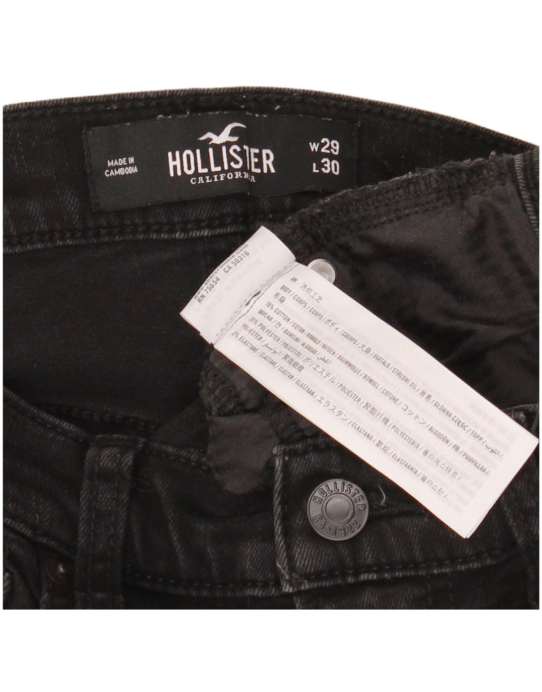 Jeans skinny effetto invecchiato HOLLISTER da donna W29 L30 cotone nero