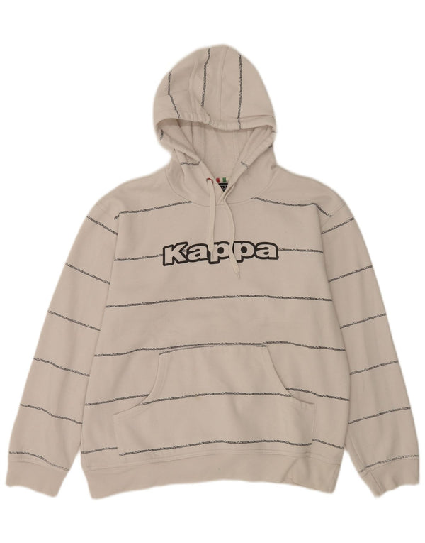 Maglione con cappuccio grafico da uomo Kappa, cotone a righe grandi bianche