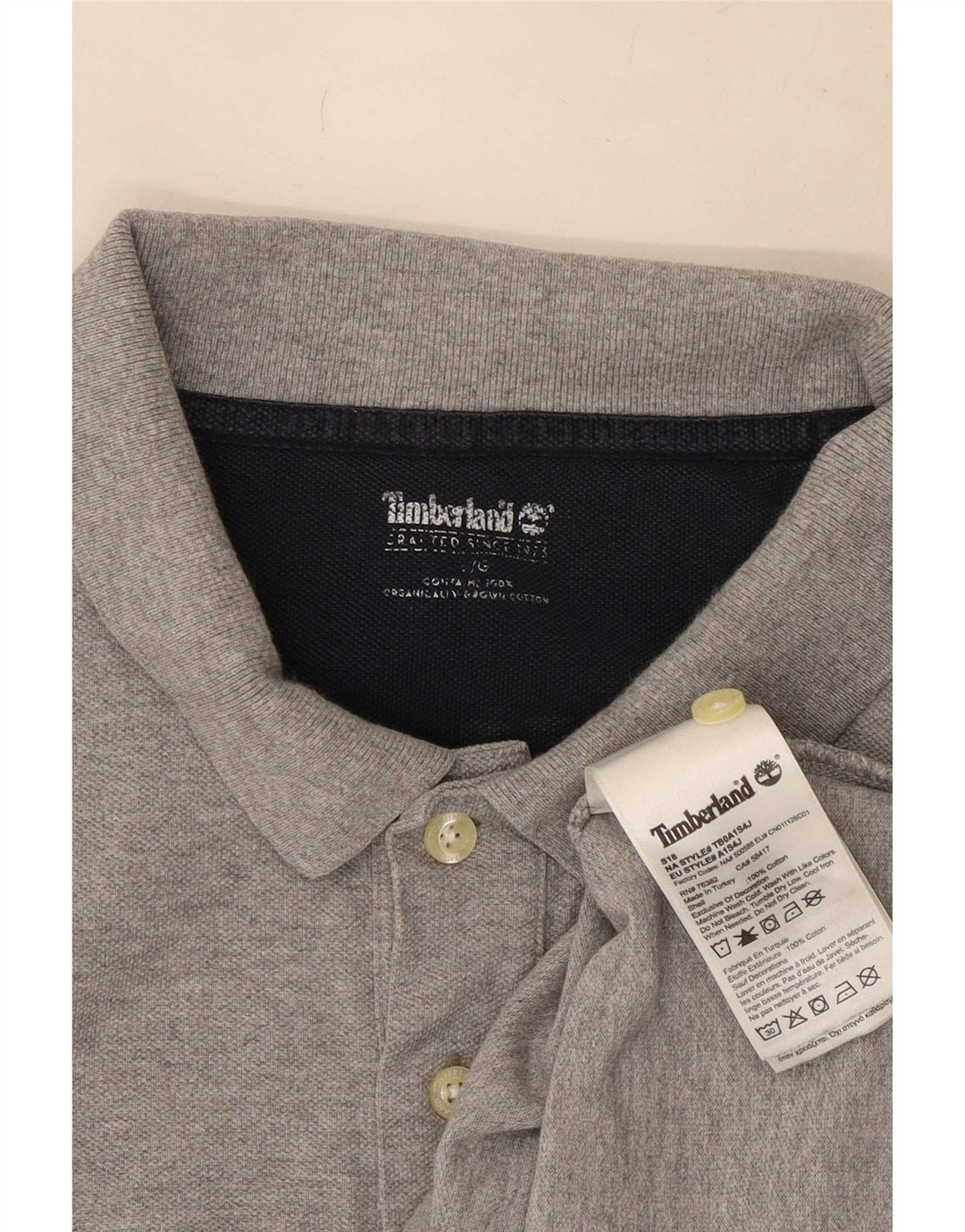 Polo da uomo Timberland grande in cotone grigio