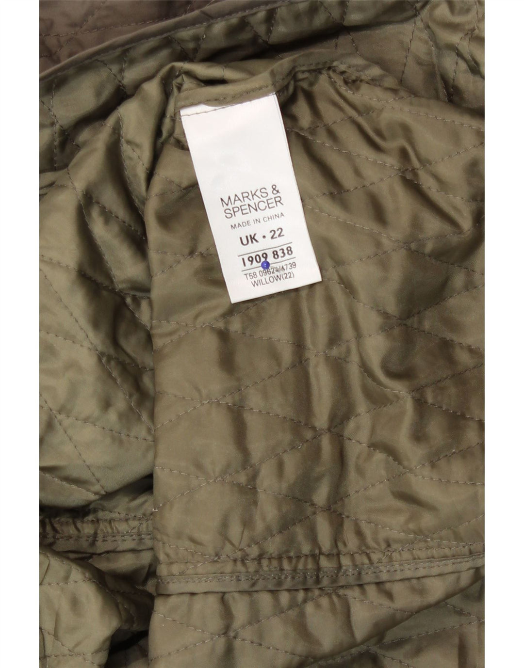 Giacca trapuntata da donna Marks & Spencer UK 22 3XL poliestere verde