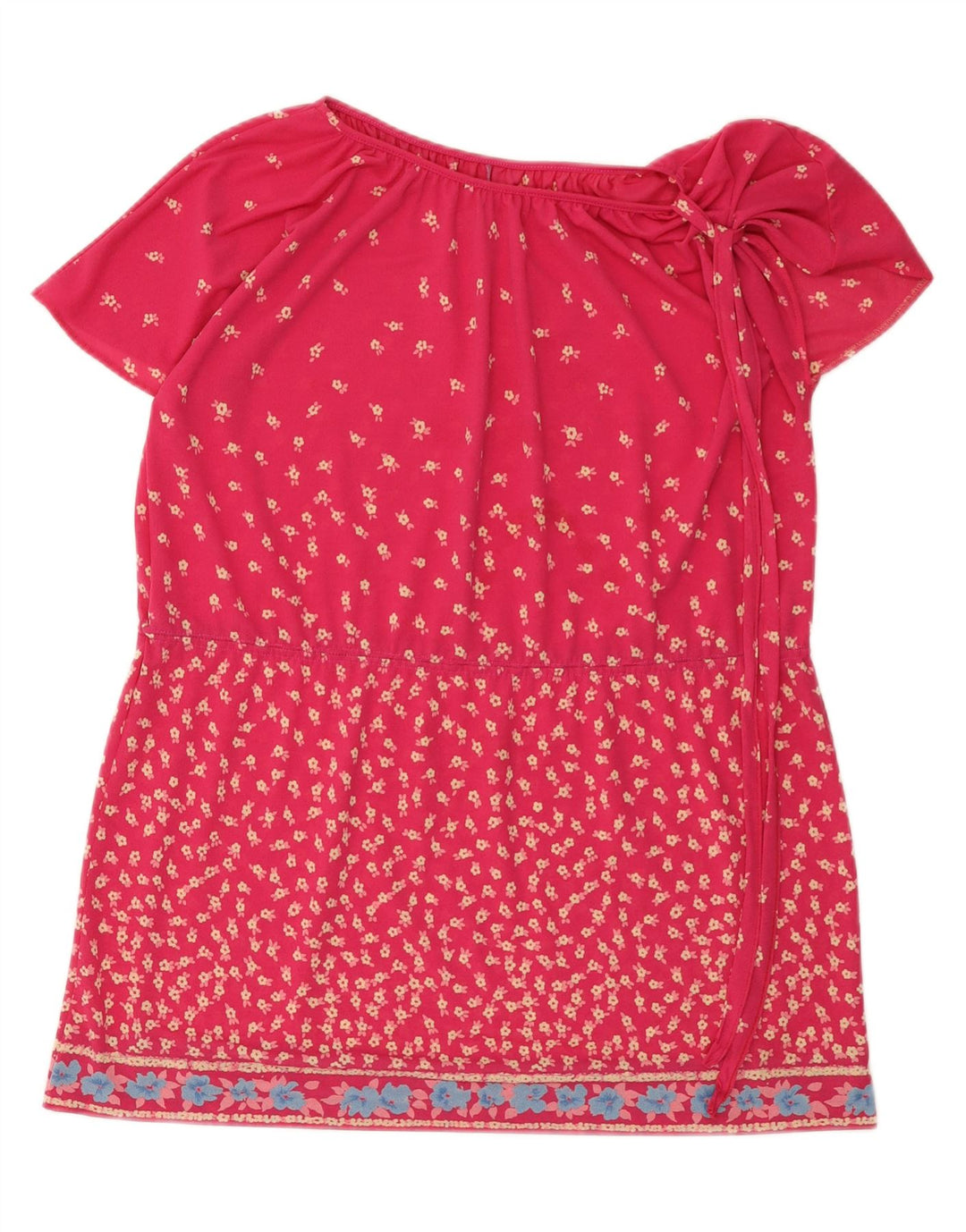 Abito a tunica vintage da donna EU 42 Grande poliestere floreale rosa