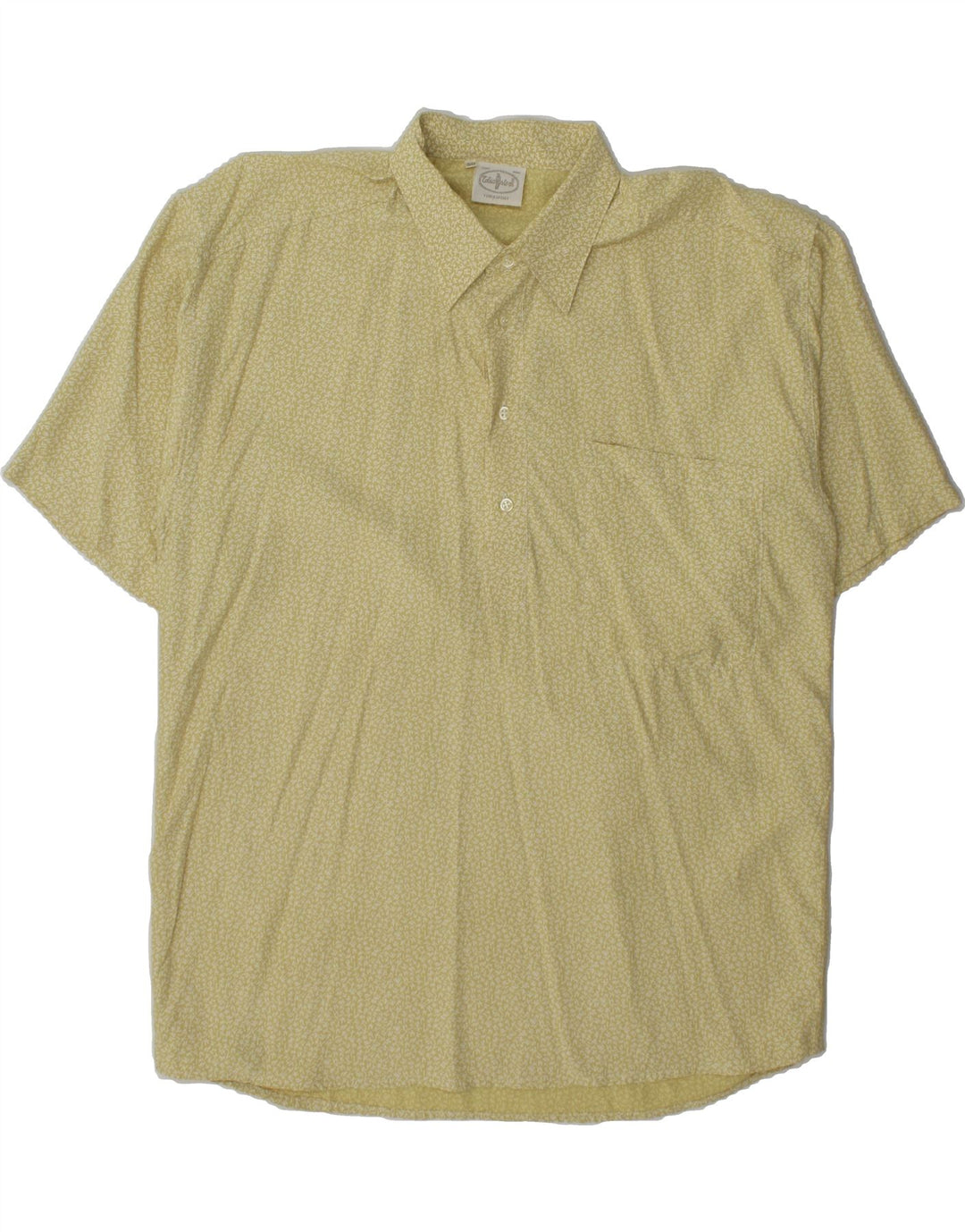 VINTAGE Mens Abstract Pattern Short Sleeve Shirt IT 50 Large Yellow Vintage Vintage and Second-Hand Vintage from Messina Hembry 