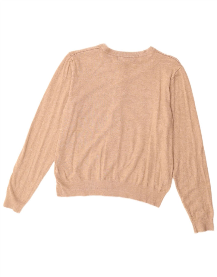 MARKS & SPENCER Maglione cardigan da donna UK 12 Viscosa beige medio