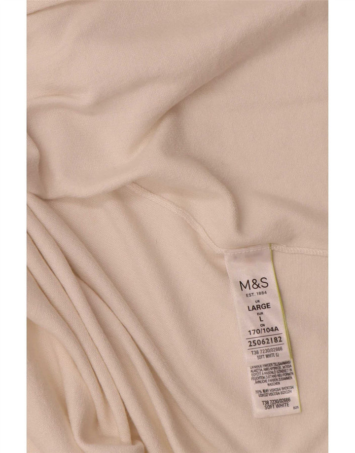 Marks & Spencer Top corto bolero aperto da donna UK 16 grande viscosa bianca