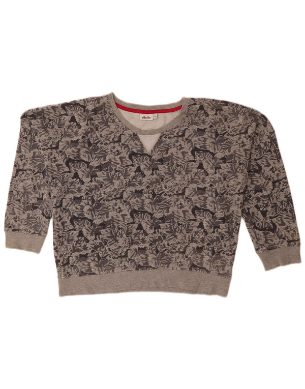 Felpa oversize da donna Ellesse Maglione UK 14 Cotone floreale grigio medio