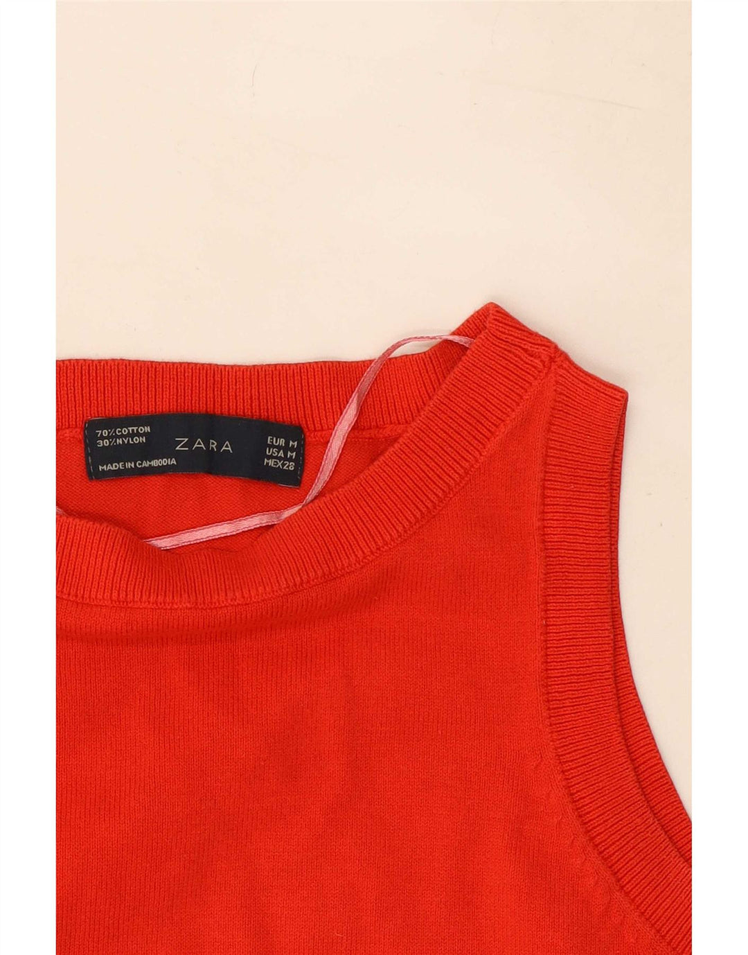 Canotta canotta da donna Zara UK 12 rosso medio in cotone