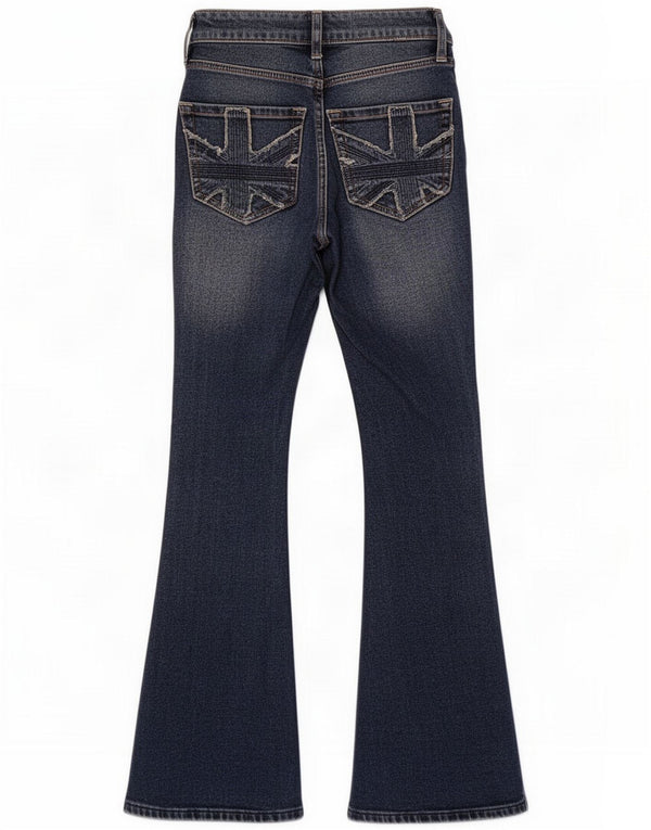 Hollister Jeans svasati a vita alta da donna W23 L29 Blu Cotone