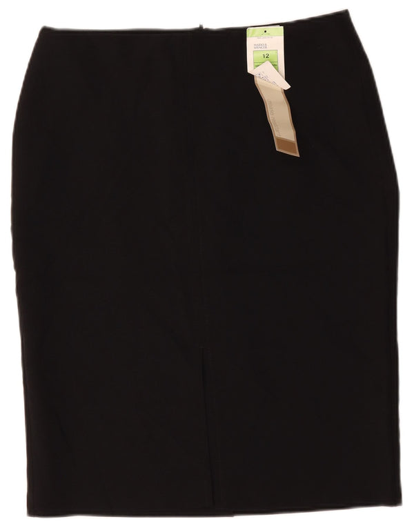 Gonna a tubino da donna Marks & Spencer UK 12 media W34 poliestere nero