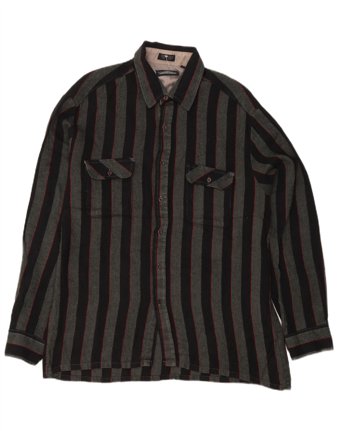 Camicia da uomo con zaino in spalla, camicia grande in acrilico a righe grigie