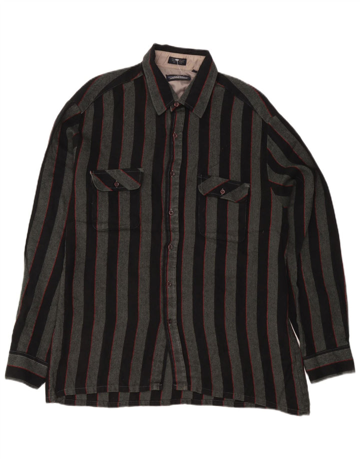 Camicia da uomo con zaino in spalla, camicia grande in acrilico a righe grigie