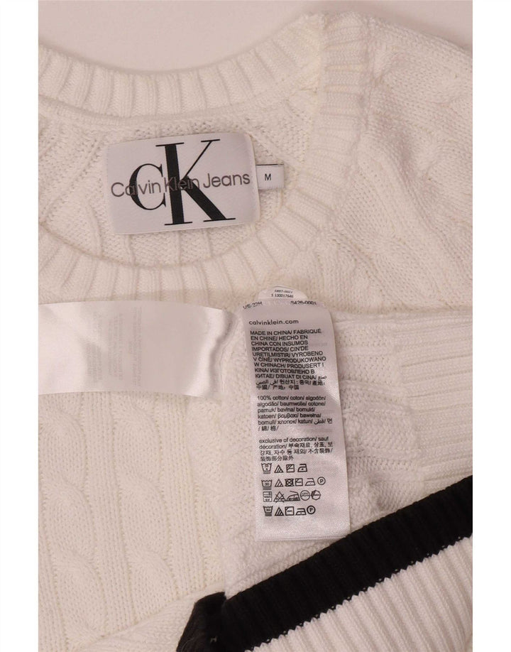 Maglione maglione girocollo da donna Calvin Klein Jeans UK 12 medio bianco
