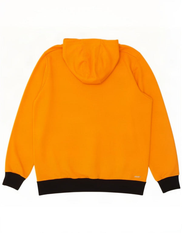 Felpa con cappuccio e zip grafica Adidas Climalite da uomo 2XL color block arancione