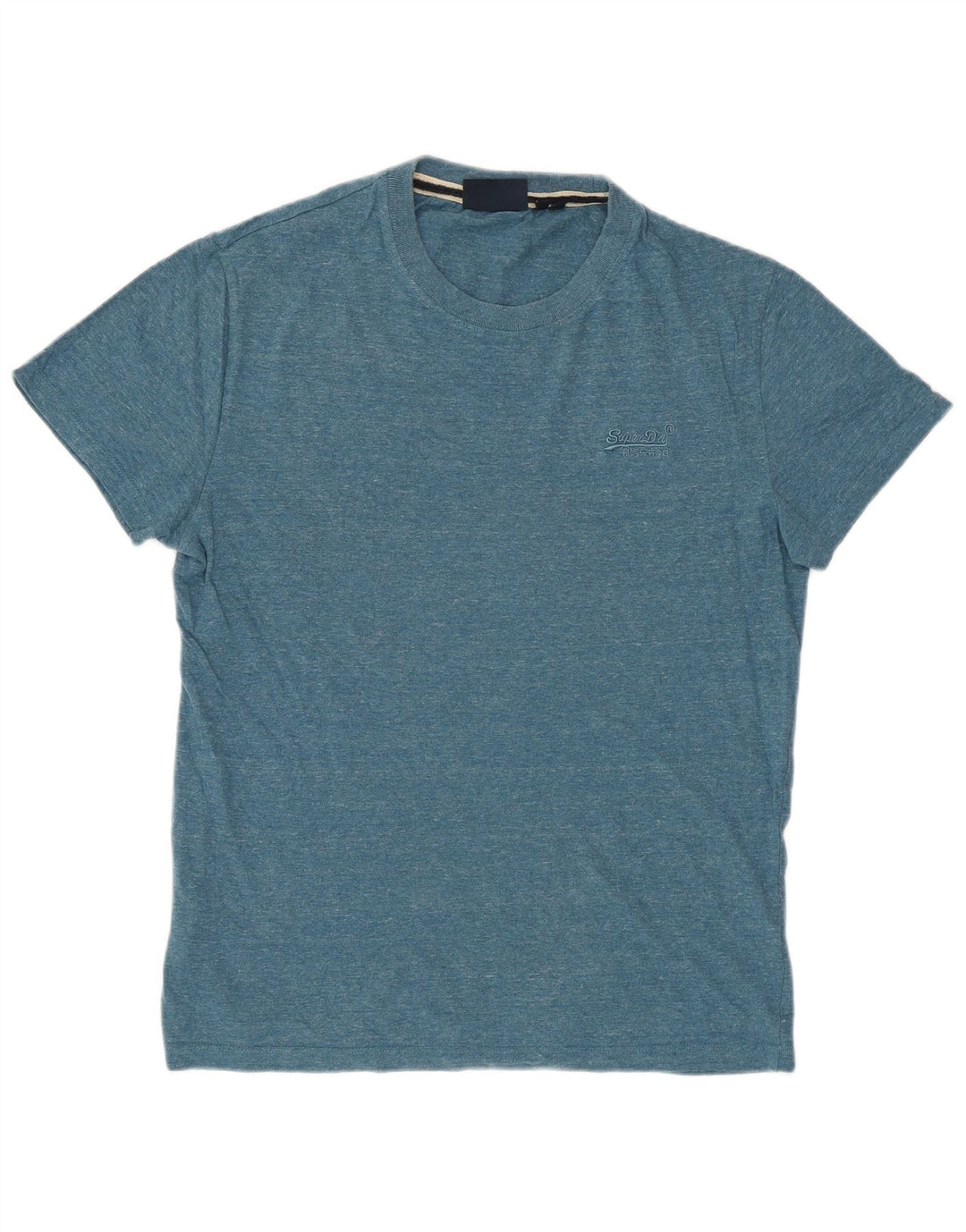 T-shirt da uomo SUPERDRY Top in cotone chiazzato blu piccolo