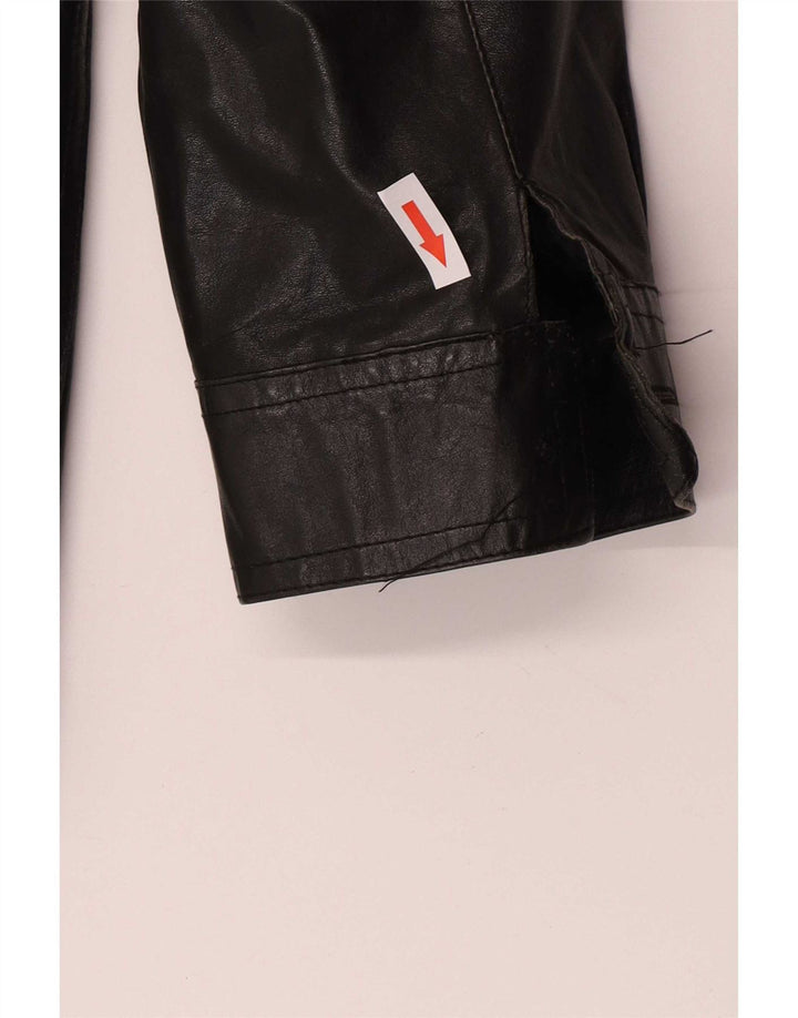 Giacca in pelle vintage da uomo UK 38 media nera