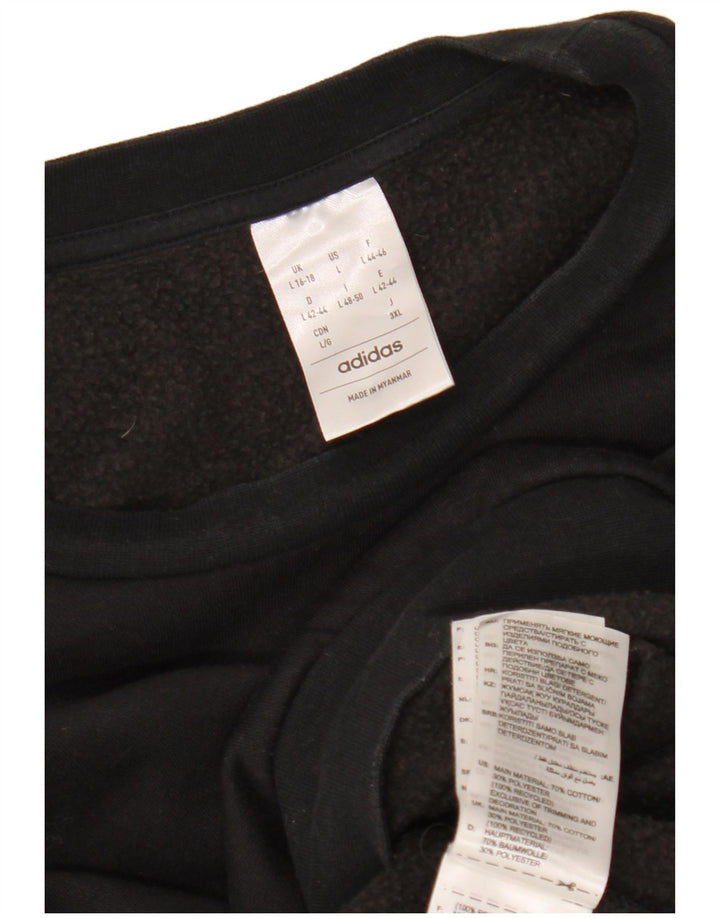 Felpa corta oversize da donna ADIDAS UK 16/18 grande cotone nero