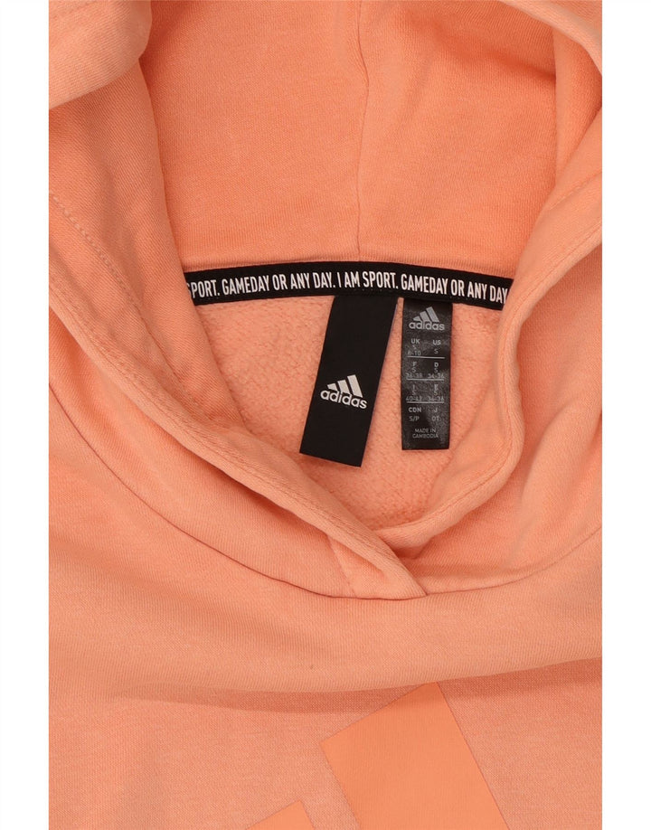 Maglione con cappuccio grafico oversize da donna ADIDAS UK 8/10 piccolo cotone arancione