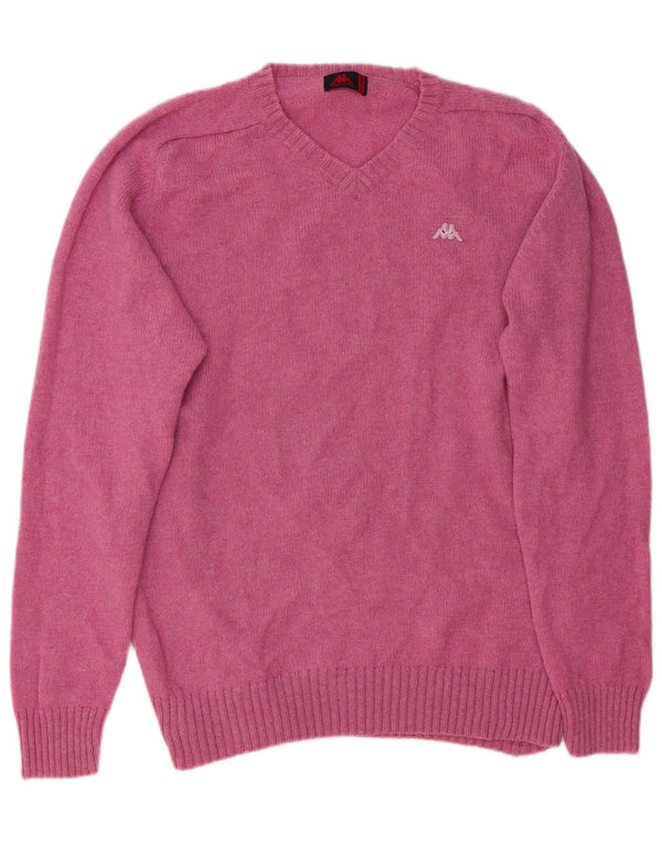 Maglione da uomo con scollo a V KAPPA 2XL Lana rosa