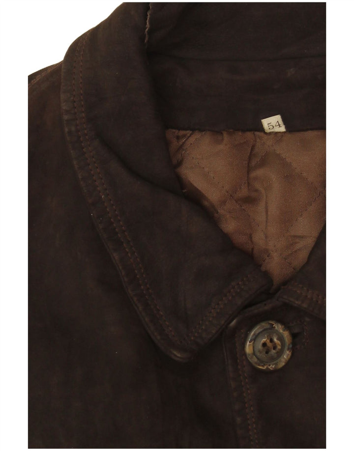 Giacca in pelle vintage da uomo IT 54 2XL Pelle marrone