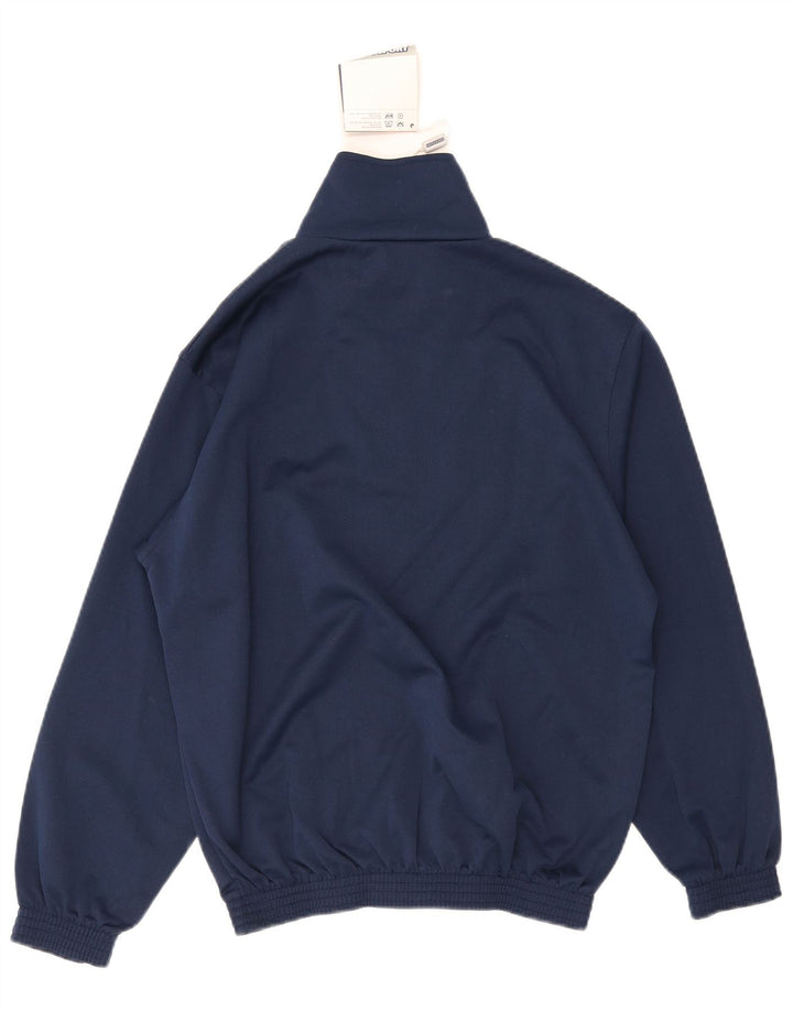 Felpa vintage da uomo con collo con zip, maglione medio blu navy