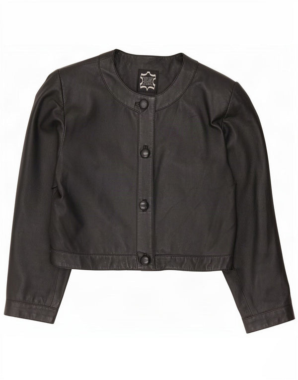 Giacca Bolero vintage oversize in pelle da donna IT 40 piccola nera