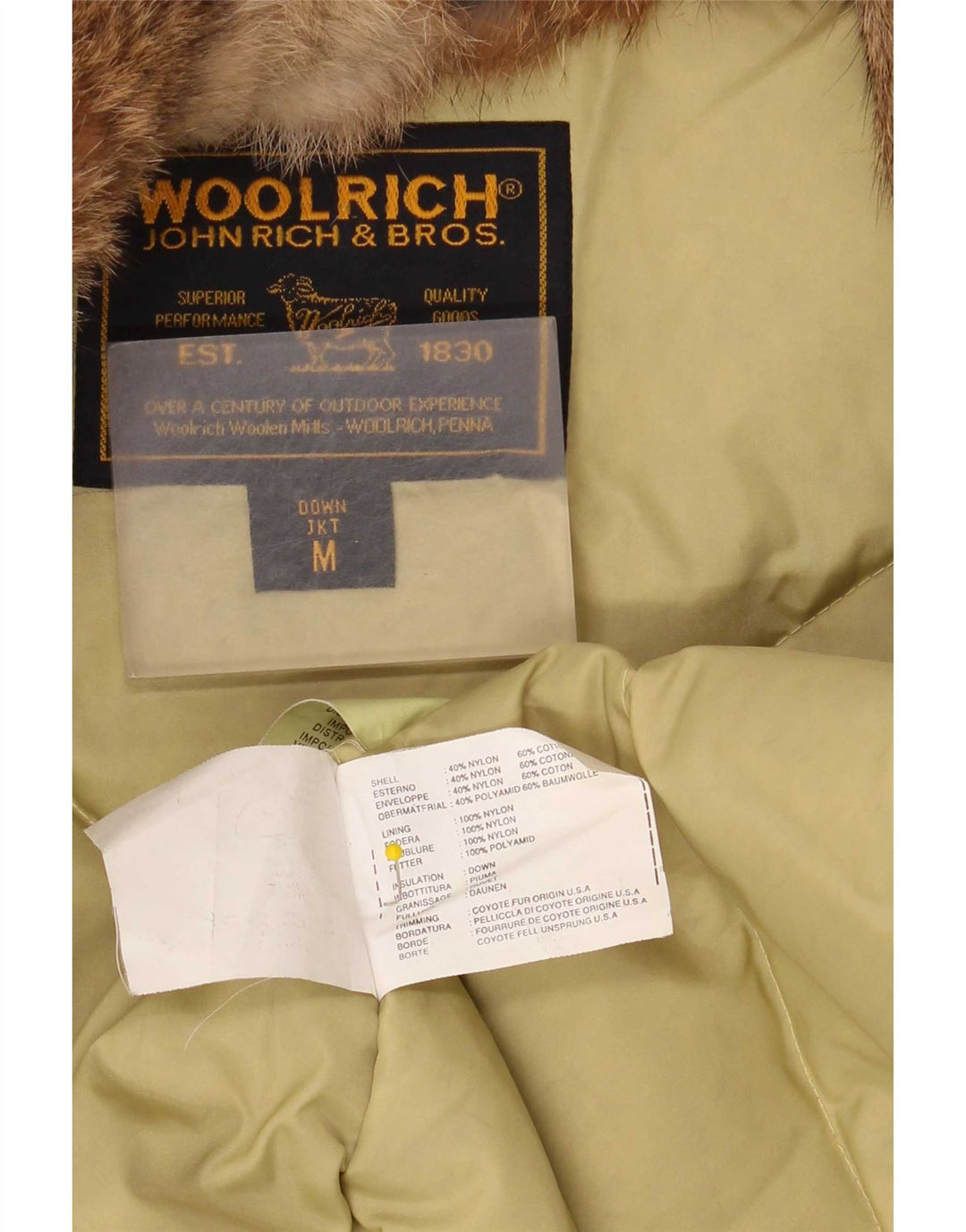 Giacca imbottita da donna Woolrich UK 14 Nylon beige medio
