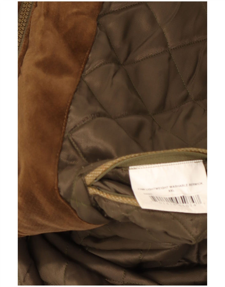Barbour Uomo Berwick Giacca comoda vestibilità ampia UK 44 2XL Lana a quadri kaki
